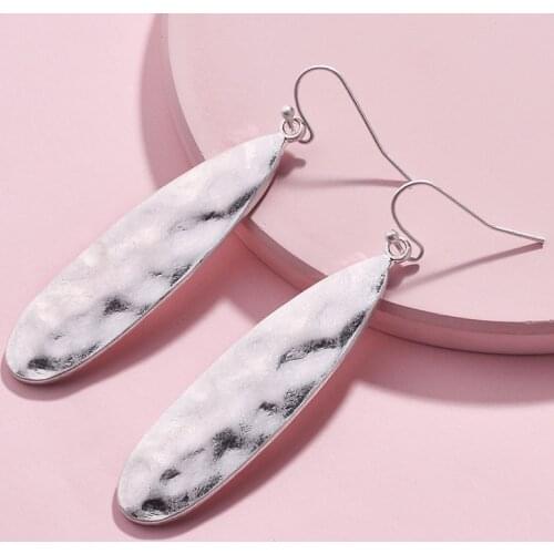 ZWPON 2020 Cheap Zinc Alloy Hammered Teardrop Earrings for Women