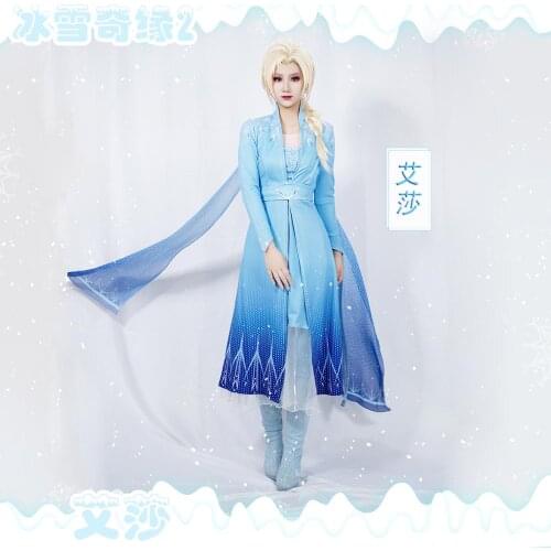 Anime clothing 2020 Elsa cosplay costume elsa princess blue dress coat pants performance wear