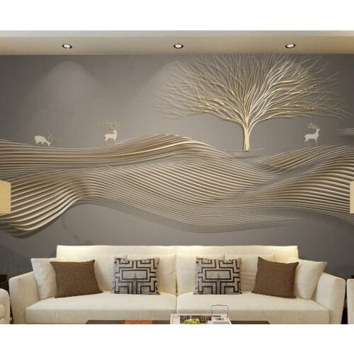 Custom 3D Wall Murals Wallpaper Abstract line elk golden embossed line background wall Decorative wallpaper wall stickers