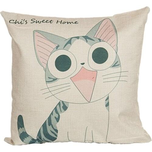 Lovely Cartoon Cute Cat Cushions Cover Cotton Linen Home Decor Throw Pillow Sofa Office Car Seat Pillowcase Cover