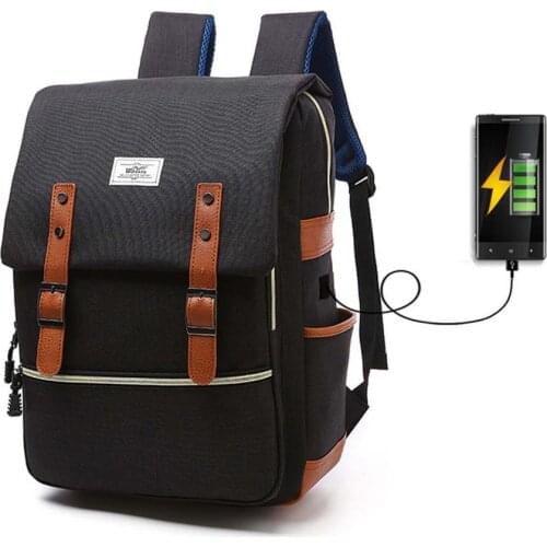 Professional Man Laptop Backpack with USB Charging Port, Fashion Travel Bag Vintage Business Work Computer Rucksack College Scho