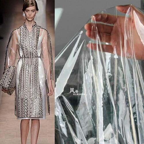 0.2mm Transparent TPU Fabric See-though Clothes Waterproof Raincoat Windbreaker Bag Handcrafts Dress Designer Fabric