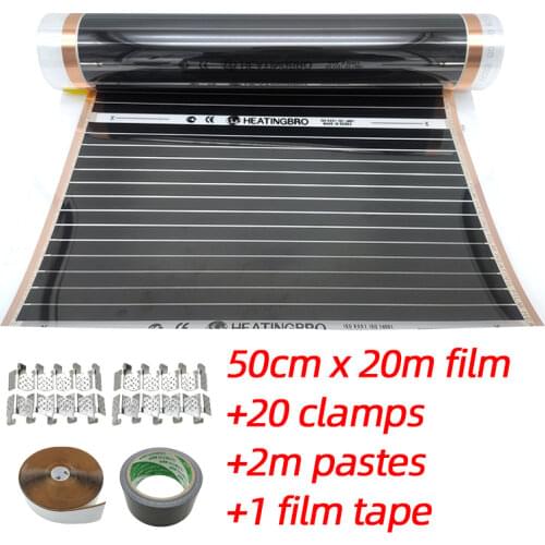 Russia warehouse 10m2 50cm Width Under Laminate Floor Energy-saving Room Heating Film Warm in Winter 220W, with connection kits