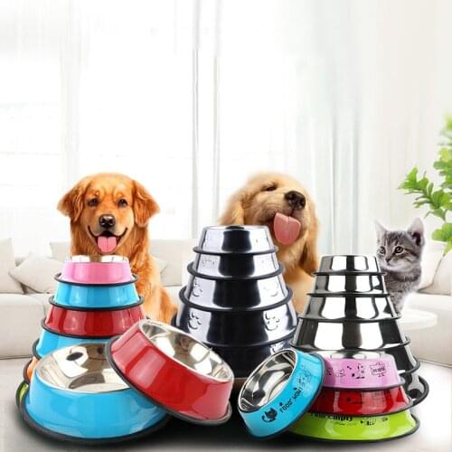 Anti-Tipping Stainless Steel Dogs Feeders Dogs Cat Bowl Sturdy Durable Dogs Cats Water Food Feeders Container Pets Accessories