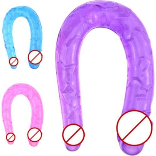 Sex toys double dildo toys for adults Flexible Soft Jelly Vagina Anal Women Gay Lesbian Ended Dong Penis Artificial Penis