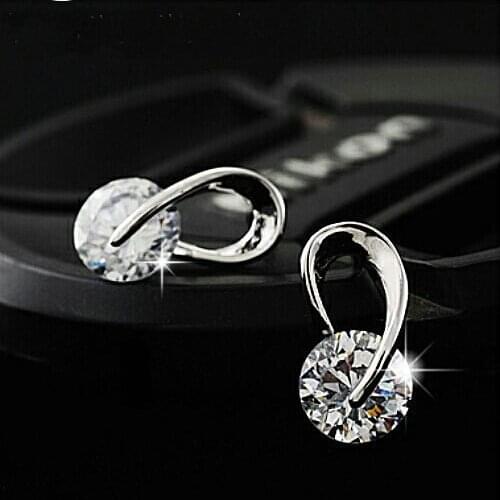 Best Austria CZ Elegant wedding Classic Brand Plated Silver Color / Gold Color Fashion zircon crystal stud earring for women
