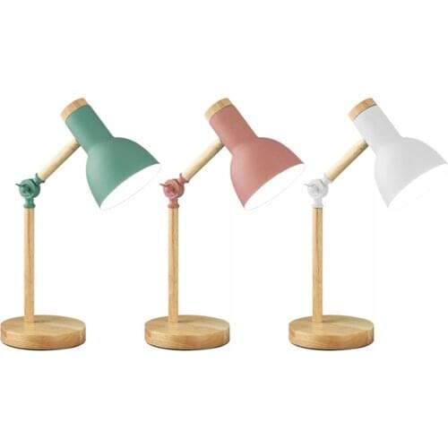 Nordic Wooden Iron LED Folding Simple Desk Lamp Eye Protection Reading Table Lamp Living Room Decor All Plug