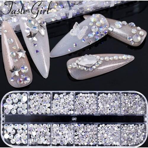 Glass 3D Nail Art Decoration Supplies For Professionals Manicure Nails Accesorios Glitter Rhinestones Crystals Gems