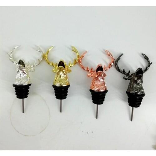 Zinc Alloy Deer Stag Head Wine Pourer Unique Wine Bottle Stoppers Wine Aerators Bar Tools