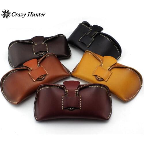 5 Color Genuine Leather Vintage Handmade Glasses Case Sunglasses Pouch Gift