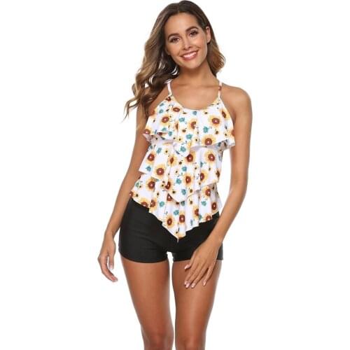 Floral Print Tankini 2021 Two Piece Plus Size Swimsuit Women With Shorts Swimwear Female Bathing Suit Beach Bathers Zwempak #T1G
