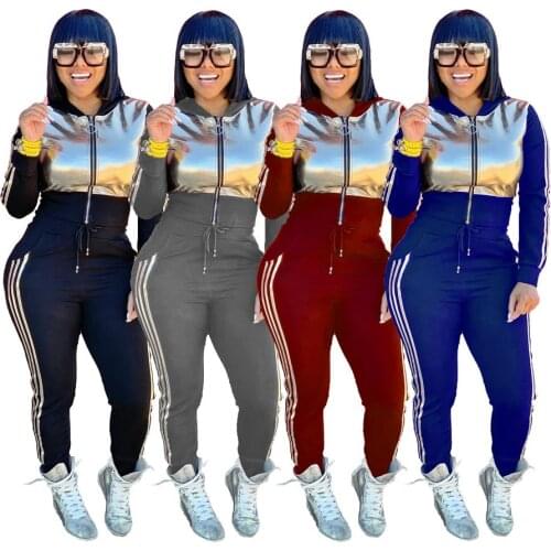 Top Design Pink Letter Print Women Set Full Sleeve 2 Pieces Clothes Suit Female Tracksuit Matching Set