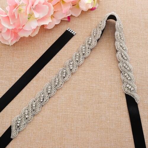SESTHFAR Crystal Bridal Belt Rhinestones Sliver Wedding Dress Belt Diamond Belt For Wedding Dresses