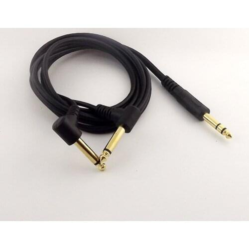 10pcs Gold 6.35mm Plug Stereo TRS to 2x 1/4" Mono TS Male Right Angle Audio Cable 5ft