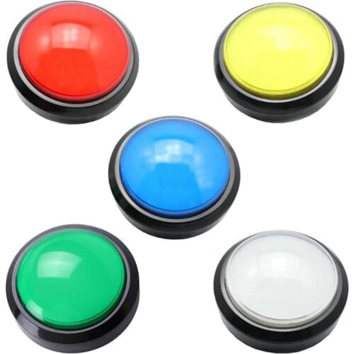 100mm Big Round Push Button LED Illuminated with Microswitch for DIY Arcade Game Machine Parts DC12V Large Dome Light
