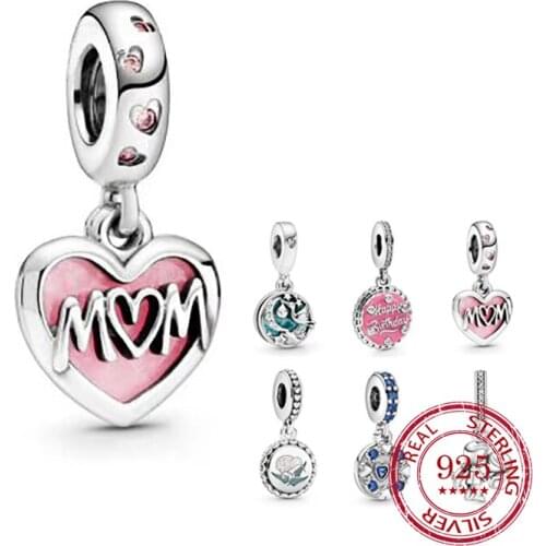 100% 925 Sterling Silver 1: 1 Couple Birthday Cake Mama 2020 New Charms Pendant for Bead Pandoras Bracelet Women DIY Jewelry