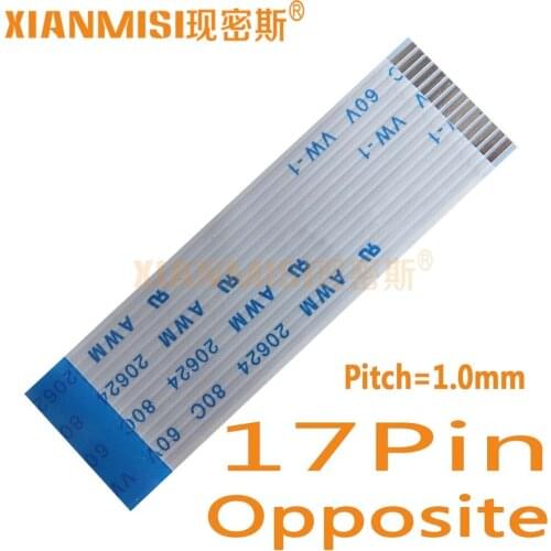 17Pin Flexible Flat Cable FFC Opposite Side 1.0mm Pitch AWM 20624 80C 60V Length 5cm 8cm 10cm 15cm 20cm 25cm 30cm 35cm 5PCS