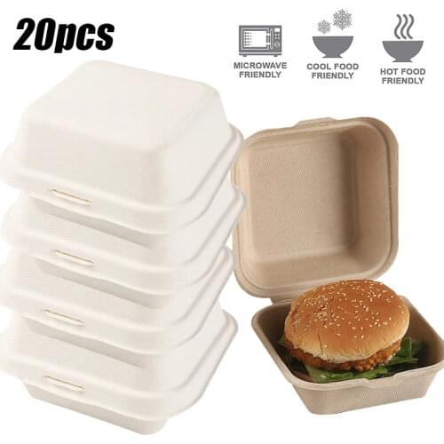 20pcs Disposable Bento Food Containers Baking Dessert Cake Bowl packaging Burger Snack Boxes Microwavable Home Portable Lunchbox
