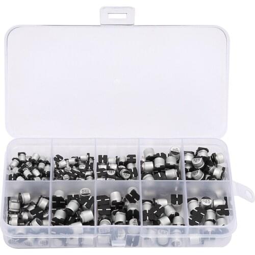 200PCS SMD Assorted Electrolytic Capacitor Kit 10Values 10V ~ 50V 1uF ~ 470uF With Storage Box For Household Appliances