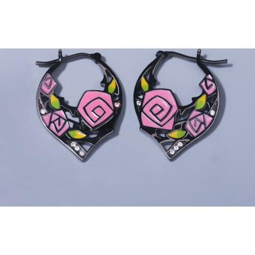 2020 new retro temperament forest flower enamel earrings 925 silver needle Korea short earrings wedding party jewelry gift