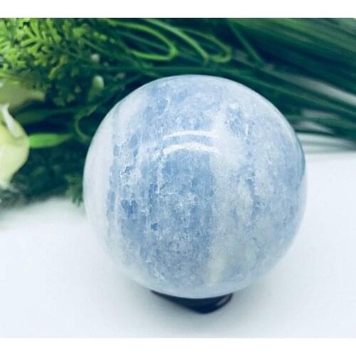 Natural Crystal Blue Celestite Crystal SPHERE BALL HEALING+stand