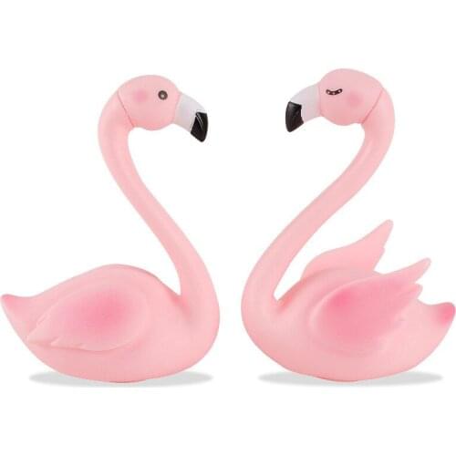 3D Glue Flamingo Figurine Pink Swan Sitting Position Wedding Birthday Party Cake Decoration Children Birthday Gift Toys