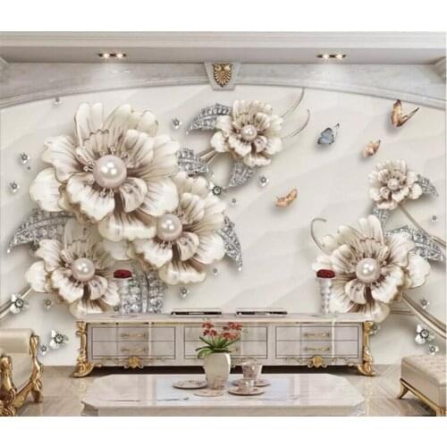 Papel de parede 3d Custom Jewel flowers photo wallpaper 3d living room TV sofa large mural 3d photo mural wall paper