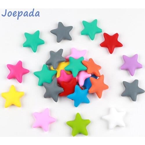 Joepada 5Pcs Star Silicone Beads Baby Teether Star Shape Baby Teething Loose Beads for Making Baby Teething Pacifier Chain