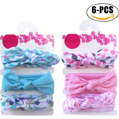 6PCS Babygirl Headband Fashionable Bowknot Elastic Turban Headband Babys Headwrap for Kids