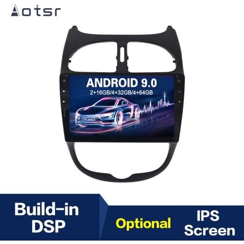 Android 9.0 Car Radio Player IPS GPS Navigation Radio For Peugeot 206 2000 2001 2002 2003 2004 -2016 Head Unit Multimedia Player