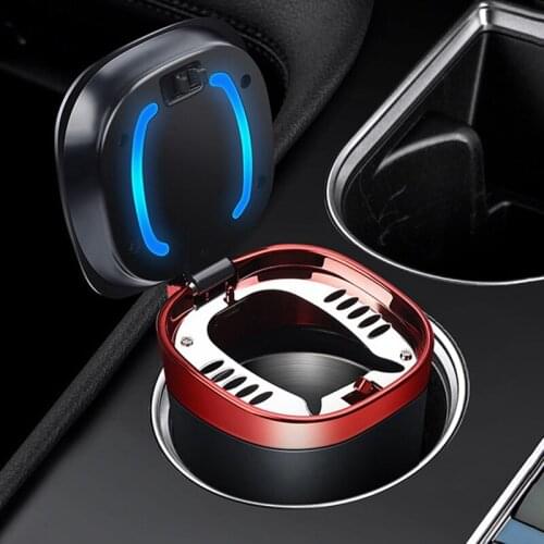 Car Ashtray Portable Blue LED Garbage Mini Storage Cup Container Cigar Ash Cup Holder with Lid