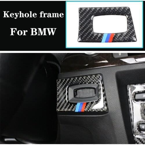 Carbon Fiber Car Ignition Switch Key Hole Cover Interior Trim Stricker For BMW E90 E92 E93 3 Series 2005-13 Car Accessories Part