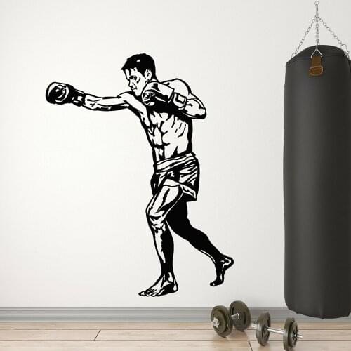 Boxer Vinyl Wall Decal Gym Art Decor Sports Man Fight Club Background Decoration Fighter Waterproof Window Wall Stickers Z551