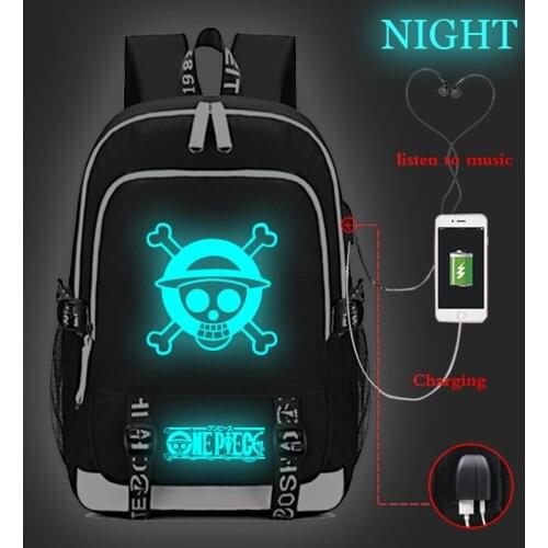 One Piece Luminous USB Charge Backpack High Quality Men Women Boys Girls School Backpacks Beautiful School Bags