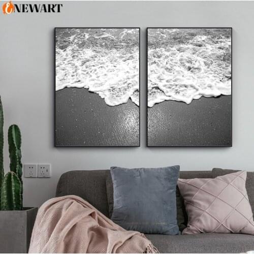Black White Ocean Wave Canvas Painting Nordic Wall Art Modern Decoration Picture for Living Room Minimalism Home Design Decor