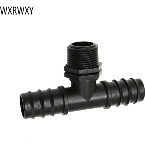 Male 3/4 to 25mm hose water splitter tee connector Greenhouse drip irrigation Garden hose fittings 1 pcs