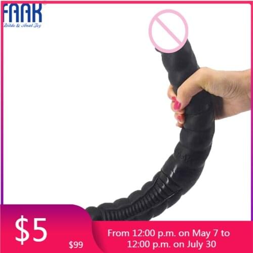 FAAK Double-Headed Skin Simulation Penis Adult Sex Masturbation Thick Spiral Anal Plug Long Dildo