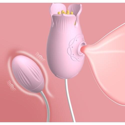 Clitoris Sucker Dildo Vibrator Rose Flower Sex Toys For Women Tongue Brush Nipple Massager Blowjob Pussy Licking Toys for Adults