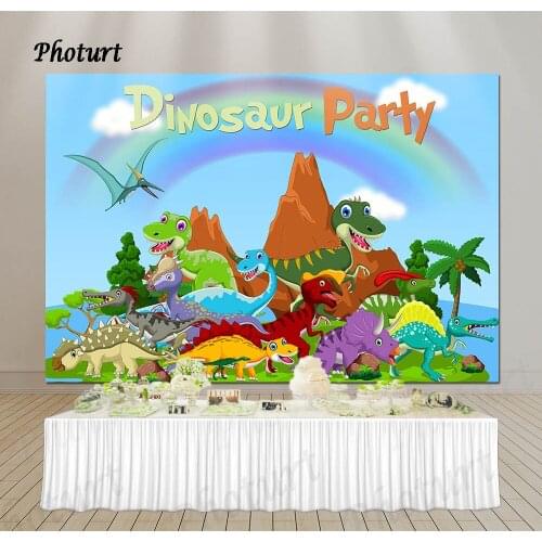 PHOTURT Baby Dinosaur Backdrop Kids Birthday Newborn Shower Background Jurassic Vinyl Photography Banner Party Decorate Props