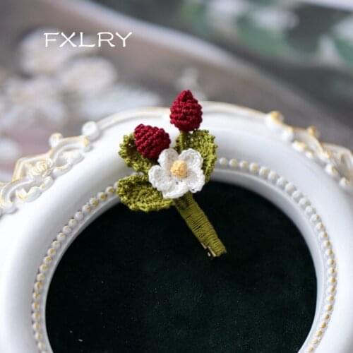 FXLRY Origina High-end Handmade Mori Lace Crochet Brooches For Women Coat pin Accessories