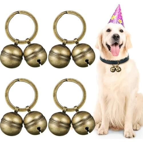 Cat Dog Collar Bells Brass Bells For Collar Dog Charm Bells Pet Pendant With Key Rings For Collars Necklace