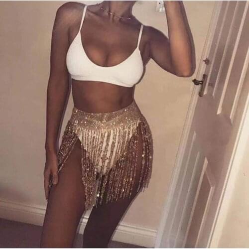 Beautiful zircon luxury women sexy Rhinestone tassel waist chain shiny crystal tassel evening dress nightclub party bikini