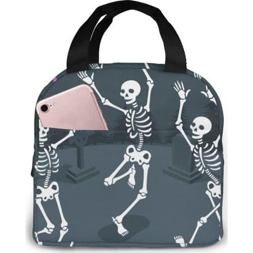 Dancing Skeletons Cooler Lunch Box Portable Insulated Lunch Bag Thermal Food Picnic Lunch Bags