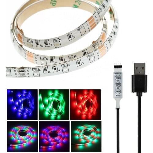 1m SMD 3528 DC 5V USB Power Supply Decor RGB LED Strip light lamp Tape Ribbon White / Warm White / RGB Fita De Led