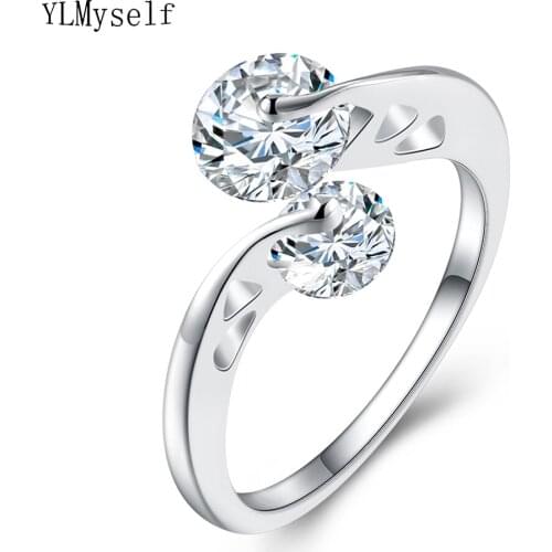 Lovely cute rings Best gift girl China wholesale lot anel feminino aneis bague White zirconia crystal Fashion OL Trendy ring