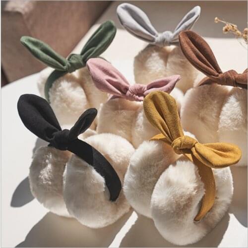 Fashion New Bow Folding Winter Earmuffs Cute Adjustable Foldable Earflap Furry Soft Creative Women Warm Winter Ear-warmers