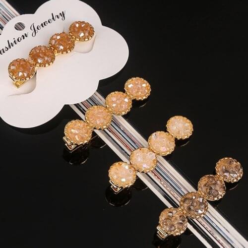 Fashion Hair Clips Zinc Based Alloy & Glass Hair Clips For Girls Findings Orange Pink Multicolor Rhinestone 6cm x 1.5cm 1 Piece