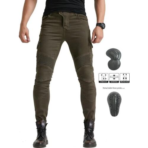 Motorbike riding jeans B06 Trousers have 4Pads Four seasons pants 06 black green with belt protective gear