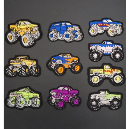 Cartoon trucks Iron on Patches for Clothes Applique Embroidery Diy Cute Sew Patch