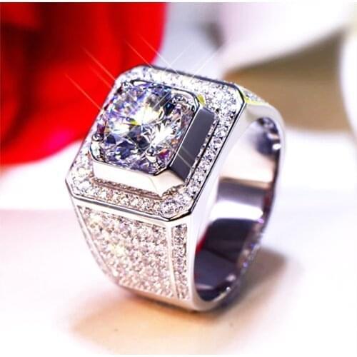 New Austrian Rhinestone Inlaid Ring Engagement Wedding Mens Ring Fashion Bohemian Crystal Inlaid Accessories Jewelry Size 7-12